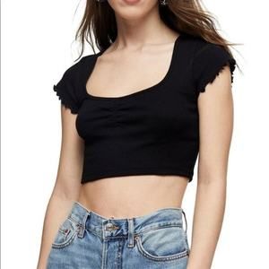 TOPSHOP Lettuce Edge Crop Top Size 8